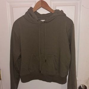 Slightly cropped army green hoodie sweatshirt